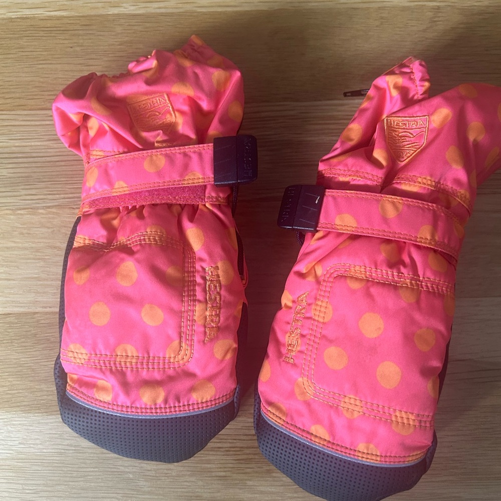 Hestra Baby Zip Long Ski Mittens Girls Size 5